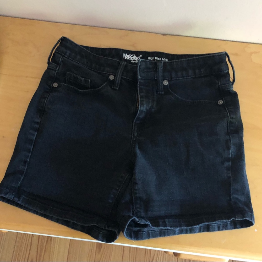 Black high rise midi shorts